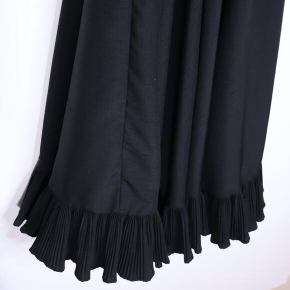 VICTOR COSTA Vintage 90s Midi Dress Black Ruffled Trim Long Sleeve Women's 4 - Picture 7 of 9